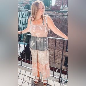 ENTRO Midi Dress - Three’s a Party Color Block Midi Dress - Size Large